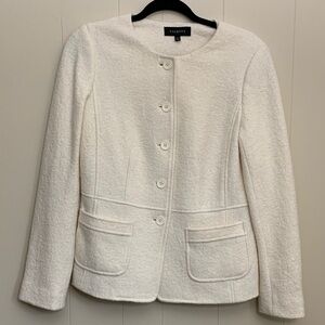 Talbots Women's Boiled Wool Viscose Cream Textured Blazer